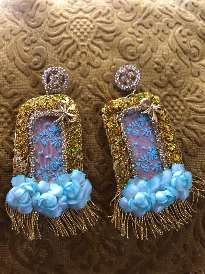 Orecchini rettangolari azzurri